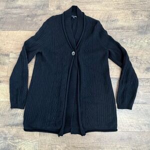 Anne Klein New York Black Cashmere Cable Knit Cardigan Sweater Size XL